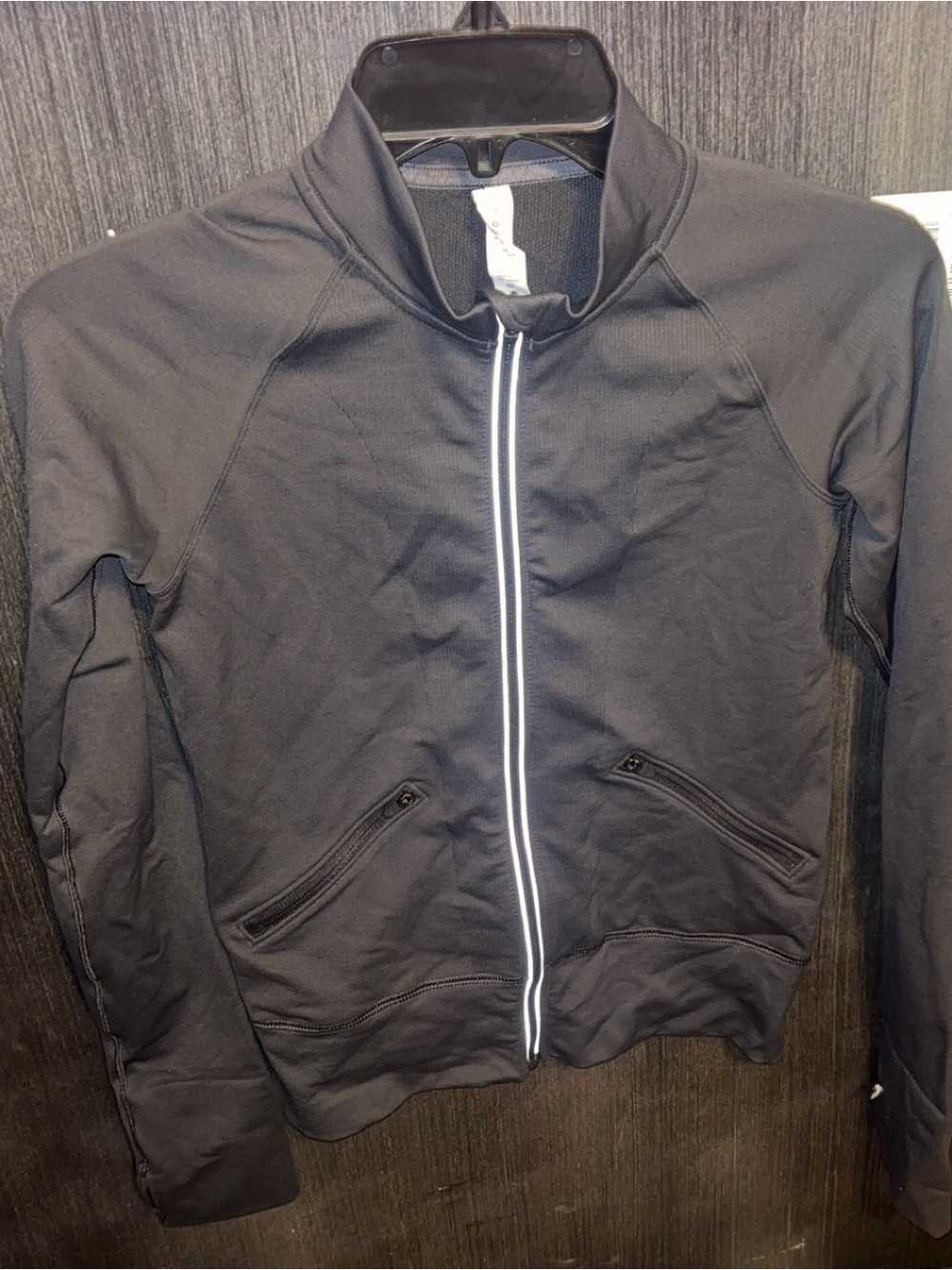 lululemon athletica Black Full-Zip Lightweight Jacket with White Trim